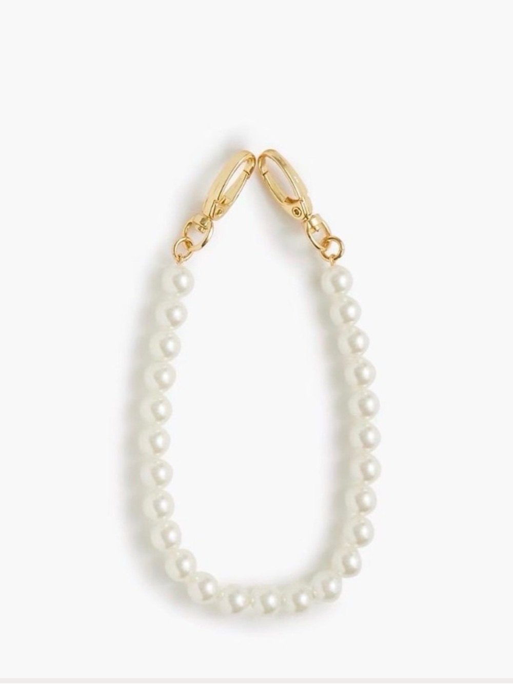 J.Crew Bag Charm Pearl Beaded White Gold Tone NWT